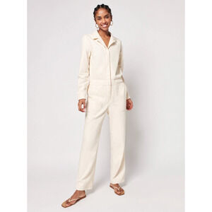 FAHERTY Overland Twill Jumpsuit Organic Natural Off White Beige Women's S $198